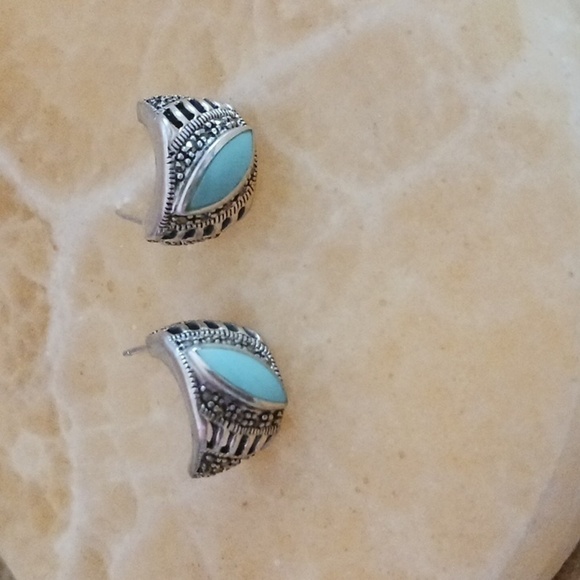 925 Sterling Silver Turquoise Earrings - Picture 2 of 11
